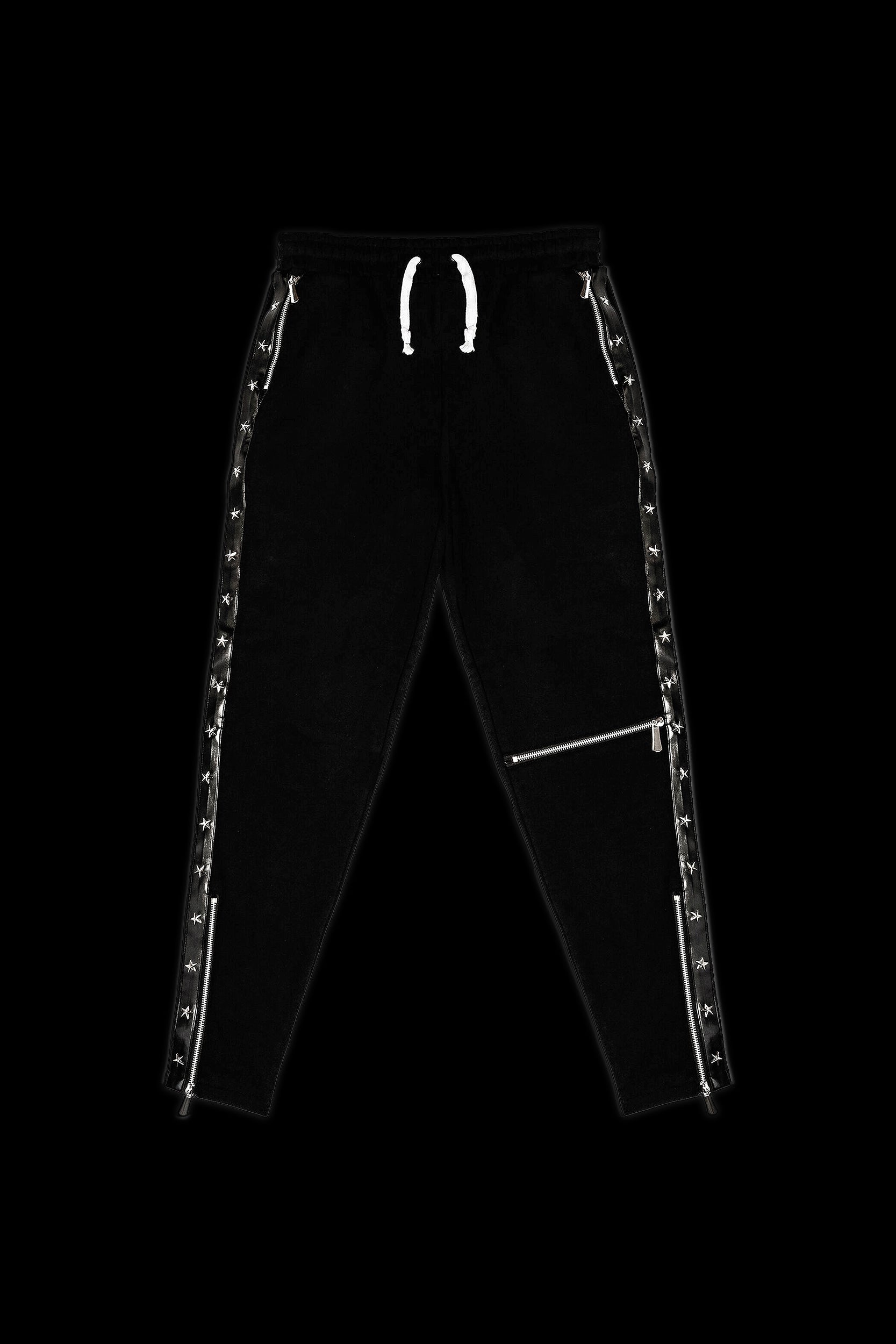 The Star Studded Black Leather Trim Joggers