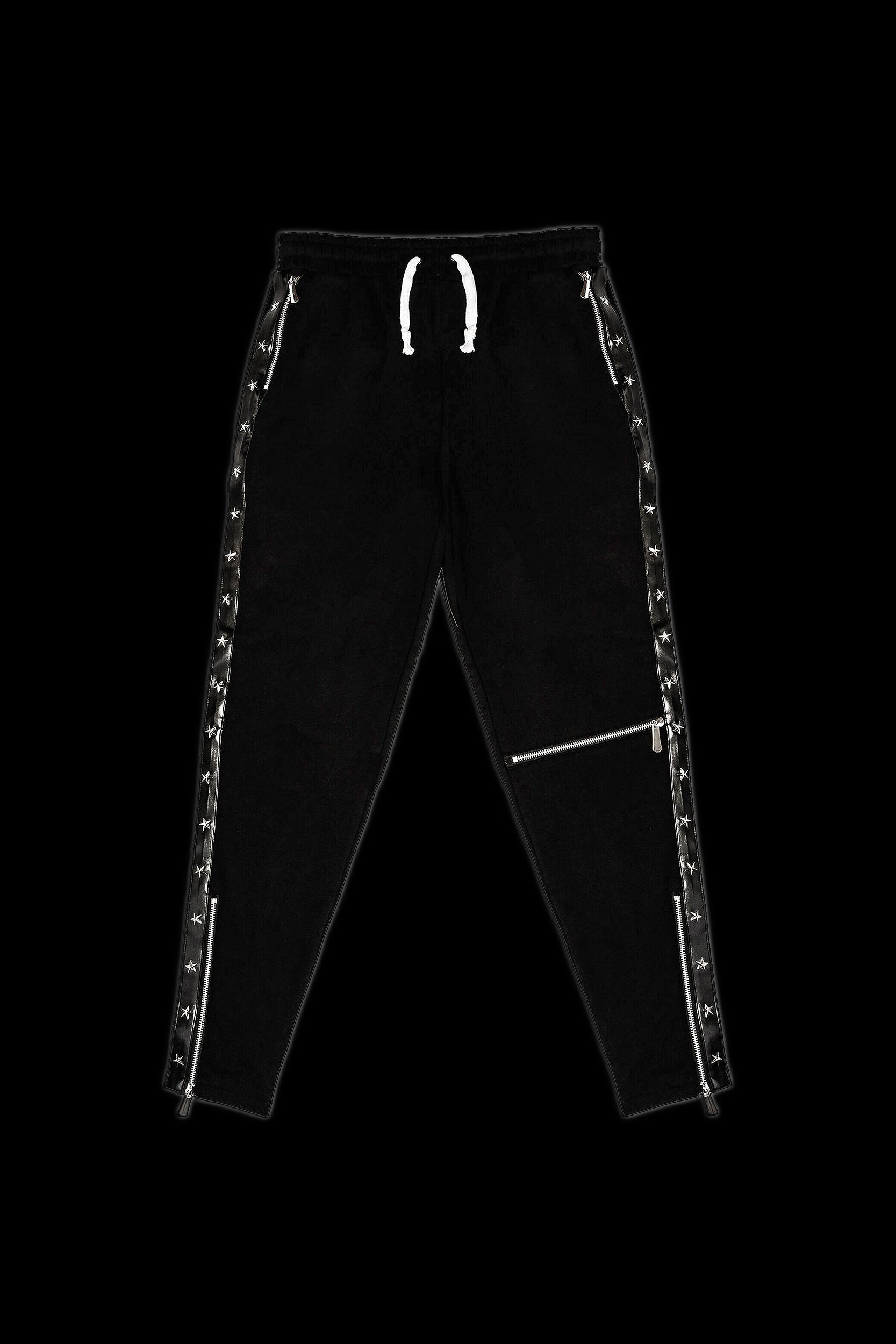 The Star Studded Black Leather Trim Joggers